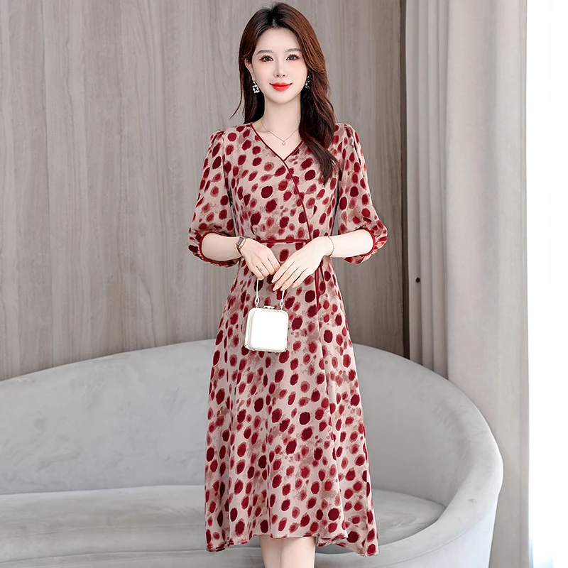 【运费补贴】三色一起2025连衣裙新款碎花裙显瘦气质款连衣裙夏季