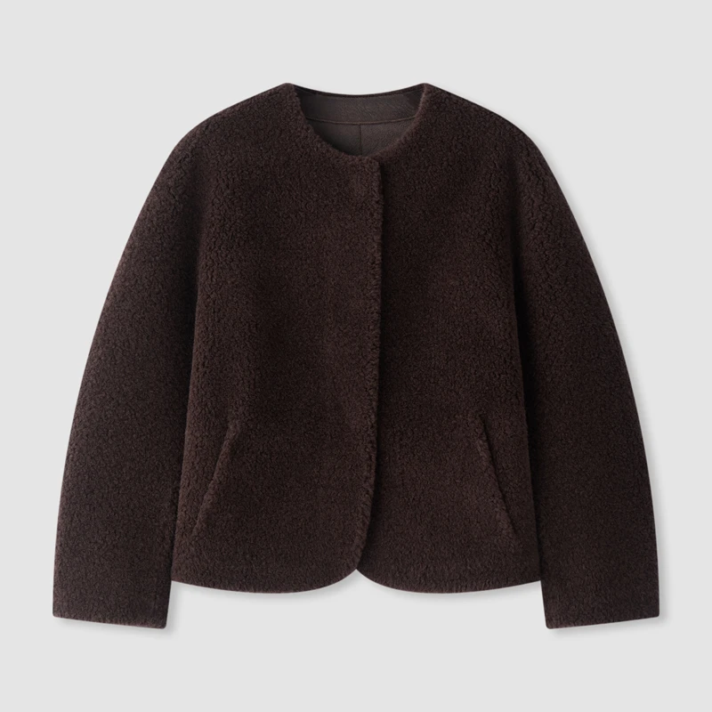 【冬姐自主品牌】VOR 100绵羊毛 颗粒羊毛外套 V25300538