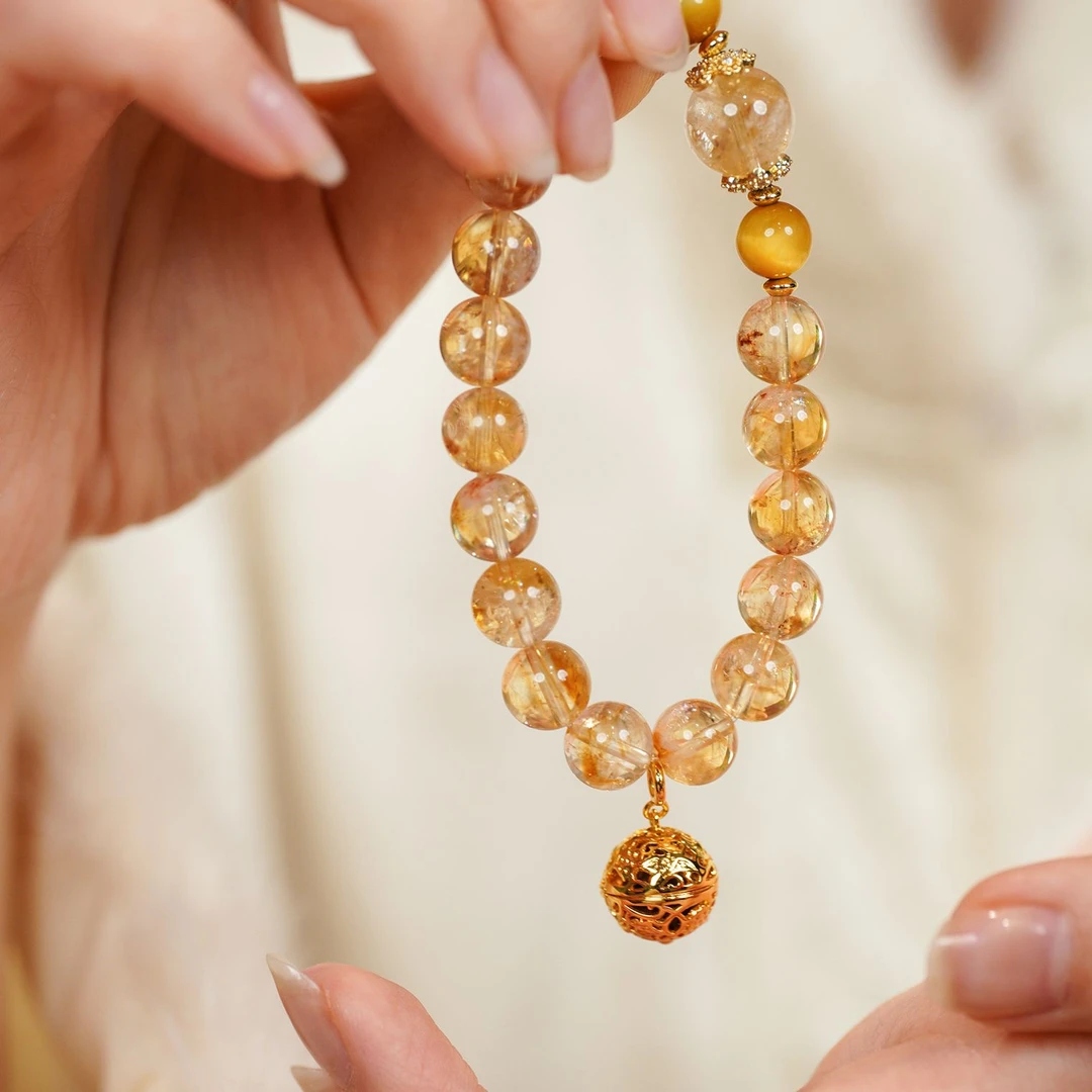 铜合金手链 【日进斗金】9mm黄塔晶