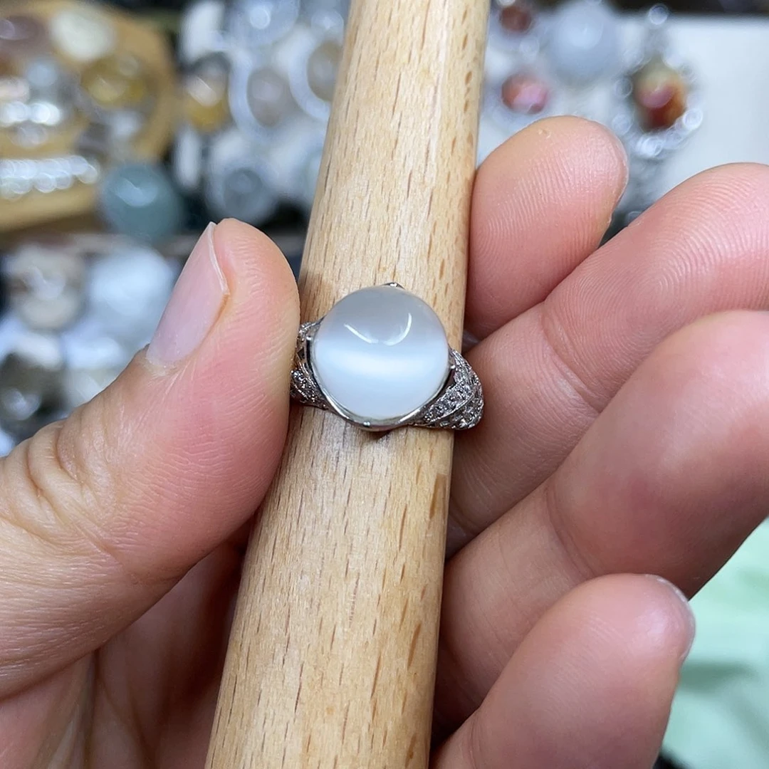 【闪购商品】银S925镶嵌珠宝半成品水晶戒指