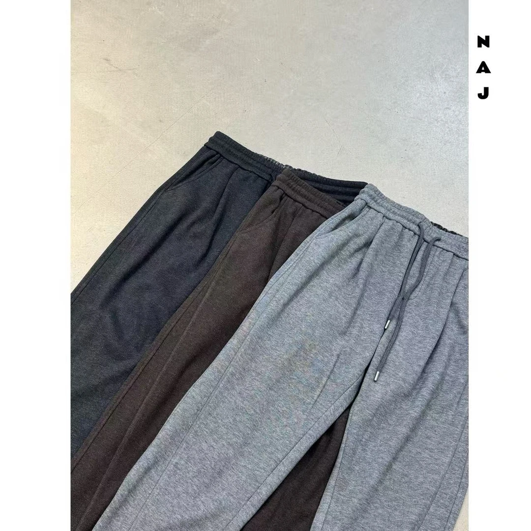 【加绒加厚】2026aw混纺羊毛结构简约中直筒松紧腰卫裤男