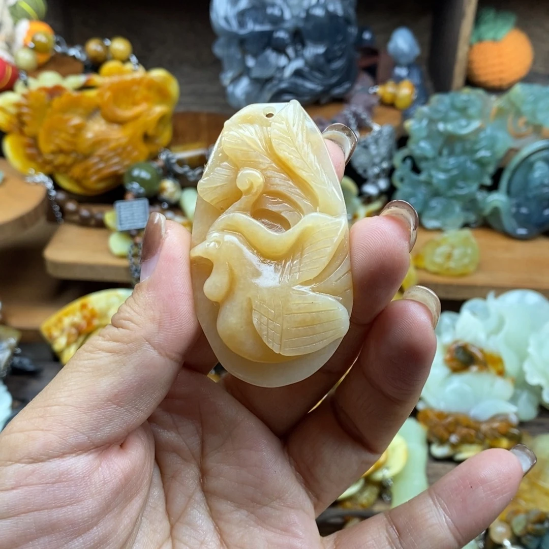 我***心蛇纹石玉未镶嵌吊坠(赠链)