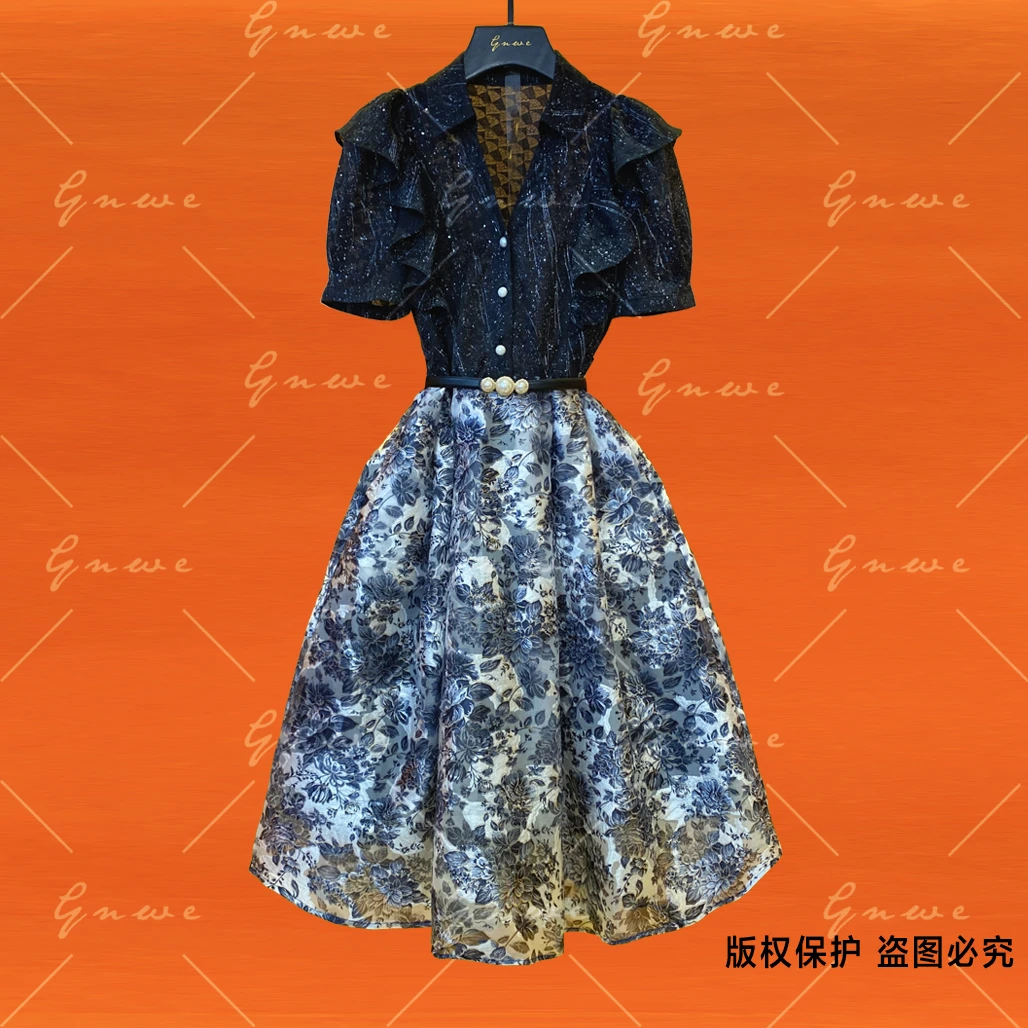 【私人订制】夏季新款轻奢高定洋气优雅连衣裙G0426