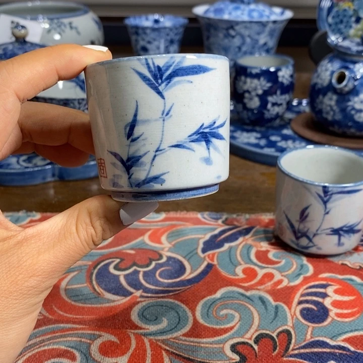 青花瓷景德镇手绘竹子茶杯