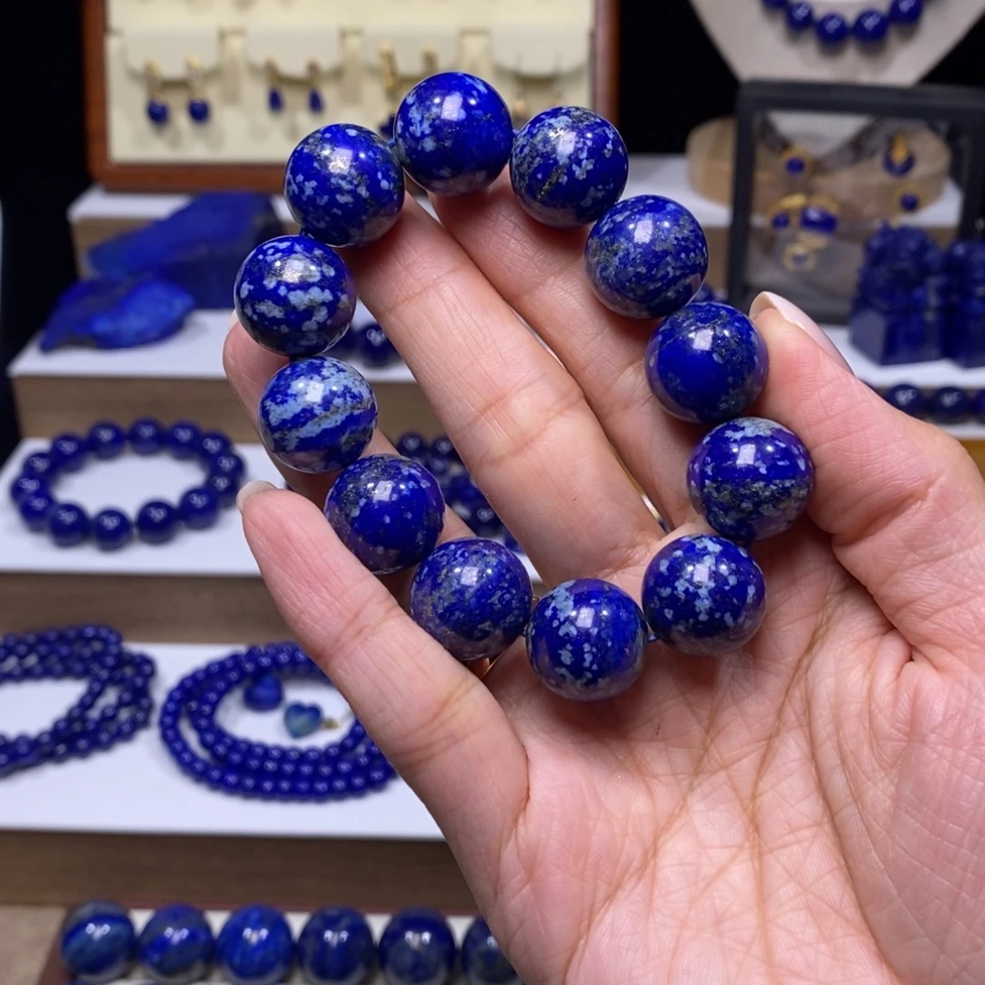 青金石未镶嵌单圈手串16