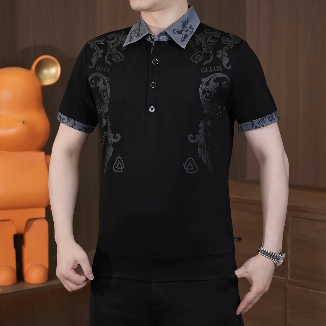 男士翻领POLO衫国风新中式夏季休闲轻奢时尚半袖潮流修身商务