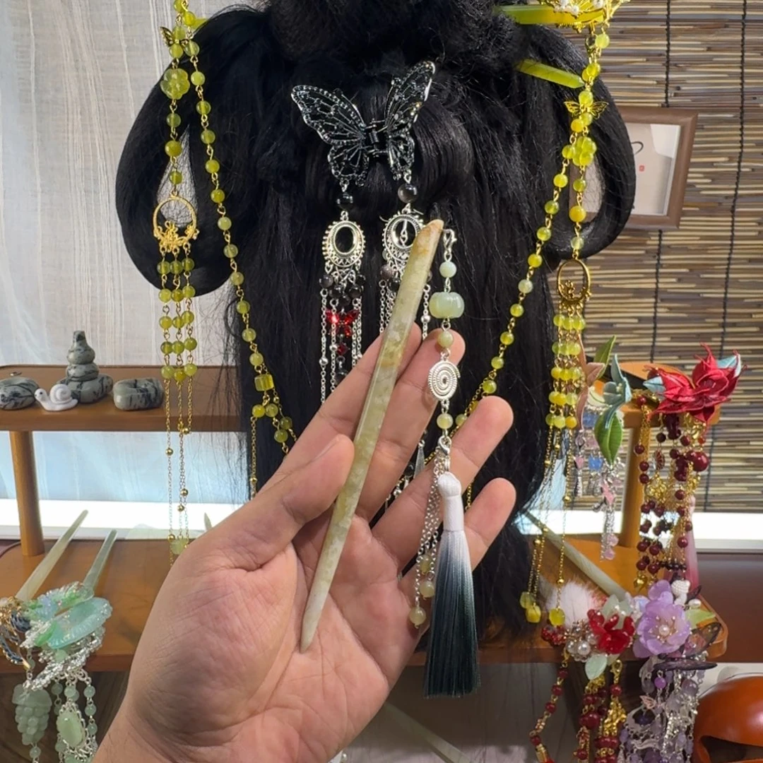蛇纹石玉合金发饰
