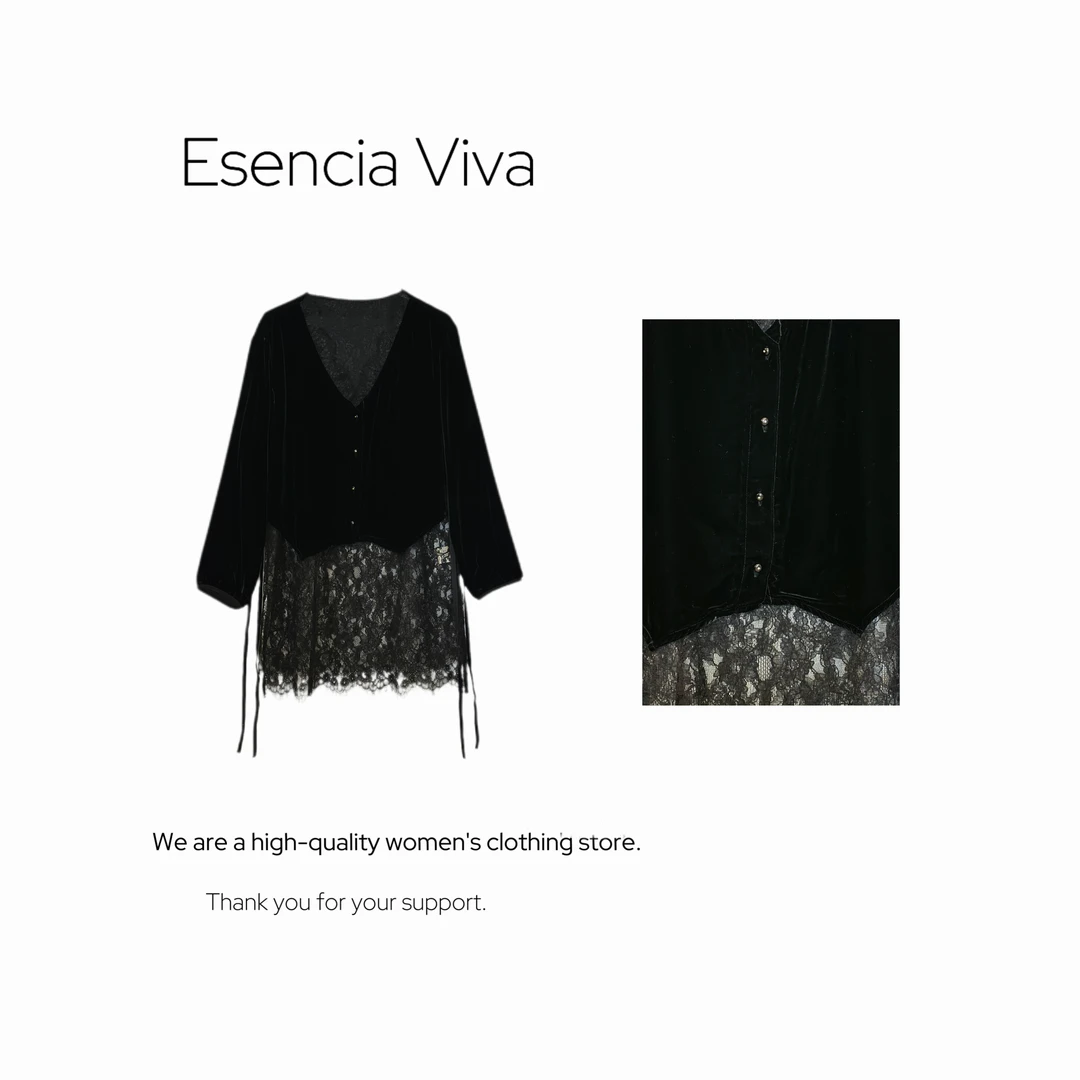 EV.【原创设计】小众长款蕾丝网纱V领开衫时尚长袖开衫上衣EVZZ0139