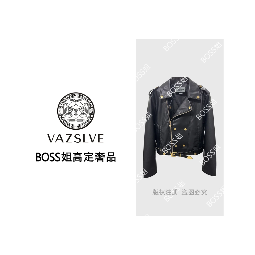 【VAZSLVE/全新奢品】捡漏25时尚精致黑色质感皮衣5091