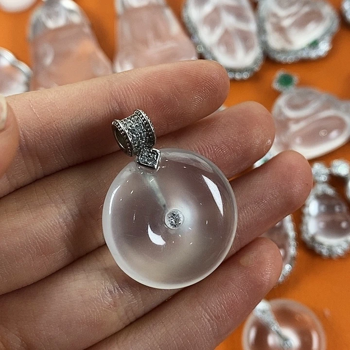 石英质玉银S925镶嵌颈饰