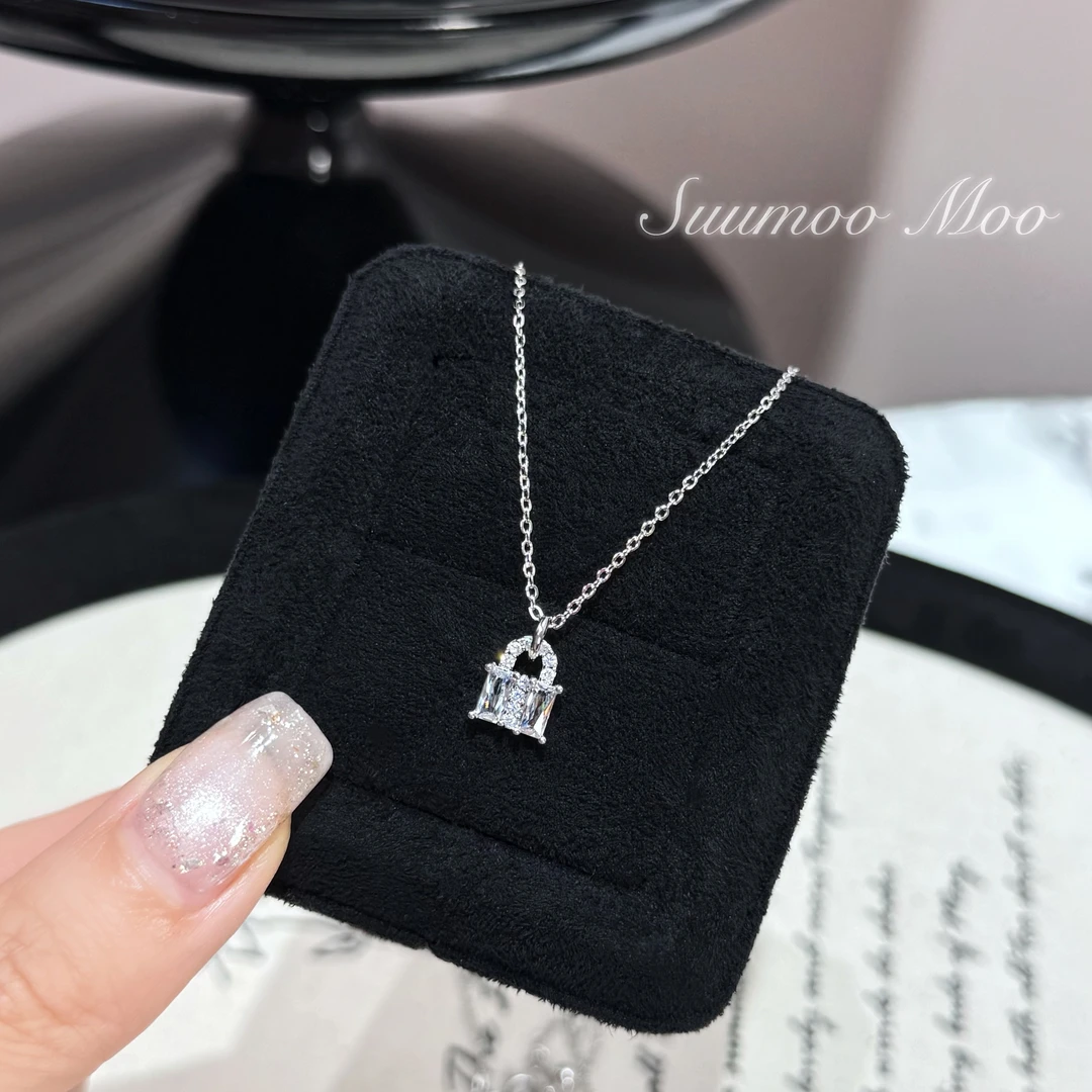 铜合金合成锆石项链 气质名媛百搭小包包项链