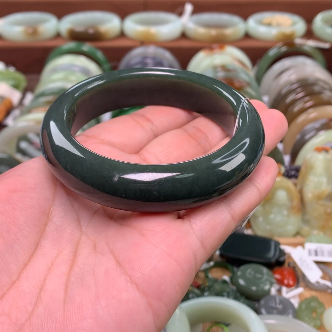 和田玉未镶嵌手镯61_62