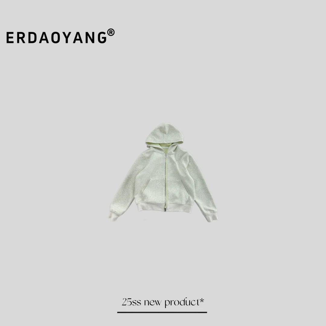 ERDAOYANG "人随春好" 早春拼色刺绣连帽卫衣外套WT6052