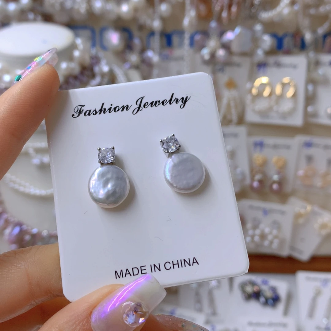 淡水珍珠耳饰银S925镶嵌