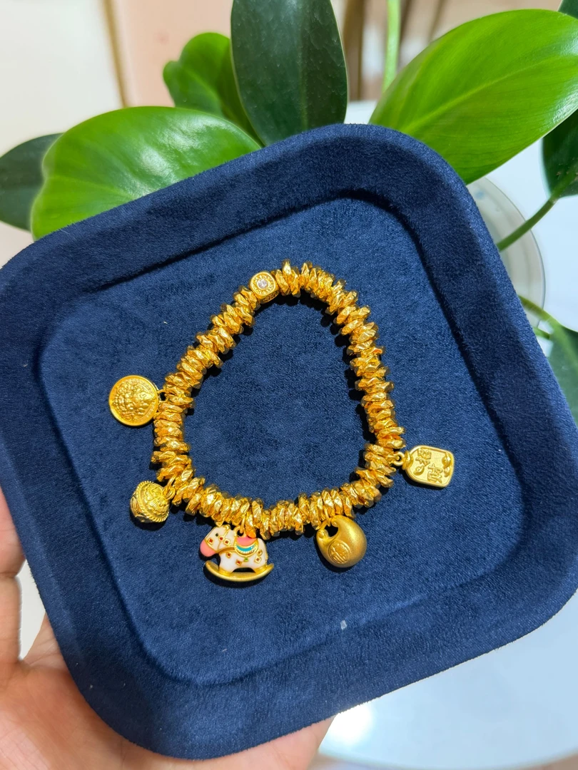 [马上有福]足金999卡7小马铃铛盘缠12.73