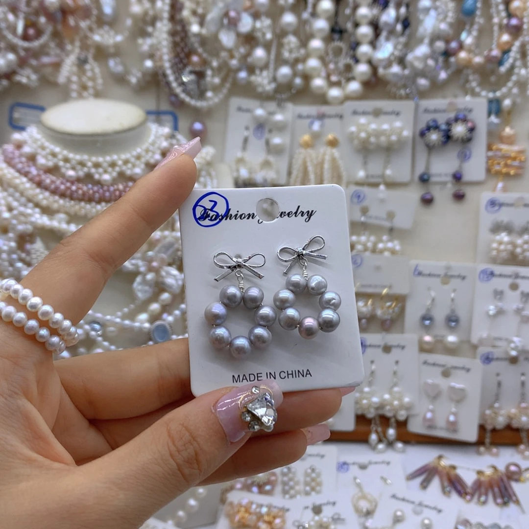 银S925镶嵌淡水珍珠项链耳饰