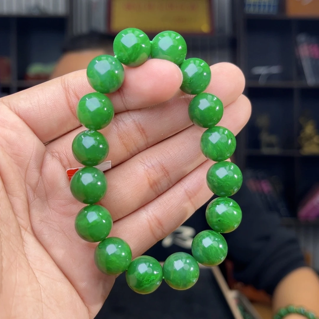 和田玉未镶嵌手串天然和田玉俄罗斯五号矿琉璃翠卡13