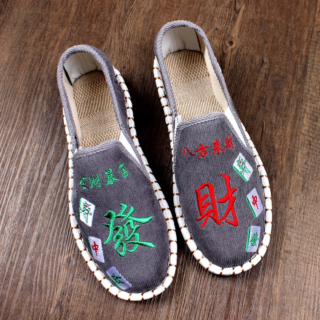 2025夏季老北京布鞋男士新款透气灯芯绒软底刺绣一脚蹬耐磨休闲鞋