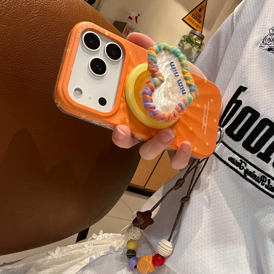 秋冬治愈系橘黄色星星适用iPhone17promax手机壳16pro磁吸15/14女
