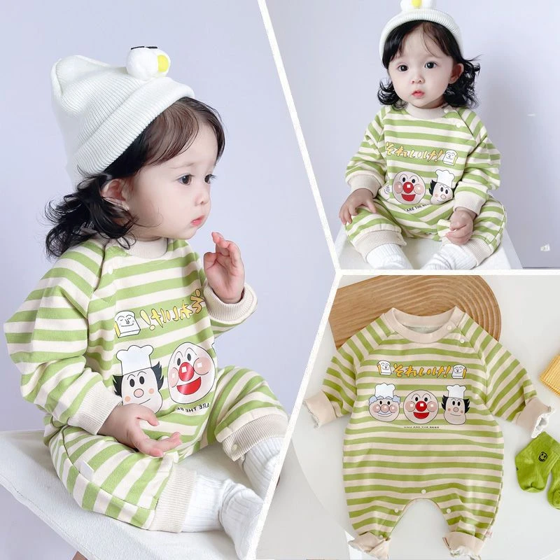 婴儿春季连体衣男女宝宝春秋长袖百搭新生儿洋气外出休闲爬服春天