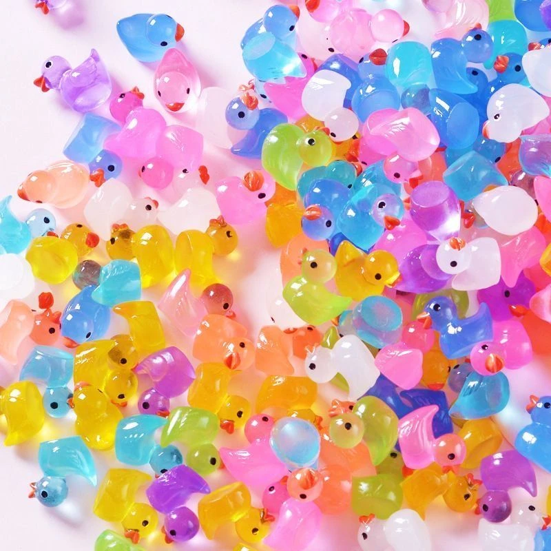 【直播拆】（九宫格玩法）夜光彩色小黄鸭diy微景观树脂配件