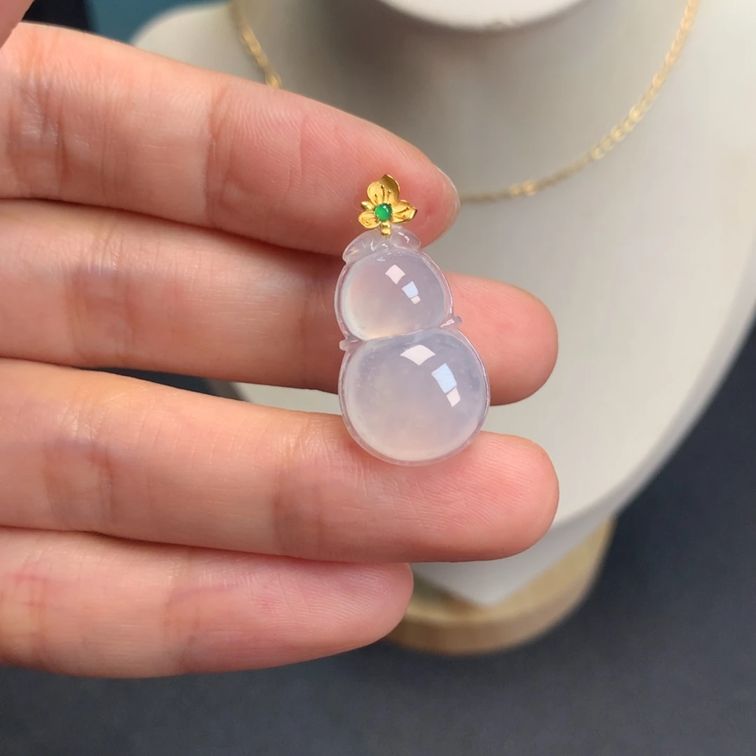【闪购商品】吊坠(不含链)18K金镶嵌翡翠葫芦