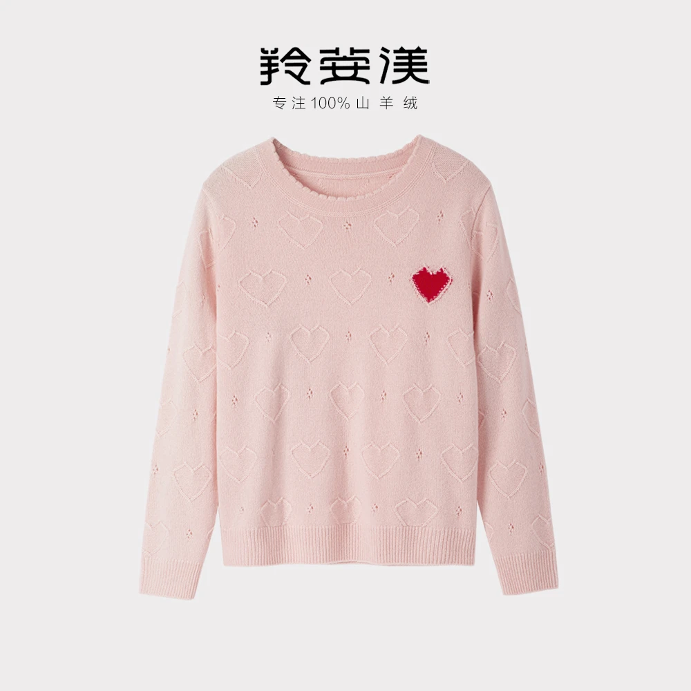 2025秋冬新款女装圆领长袖100%山羊绒衫针织衫女宽松套头毛衣