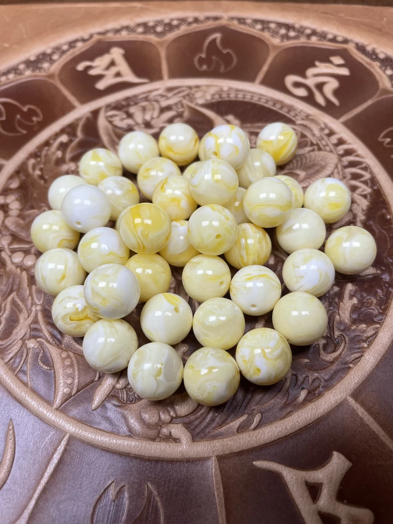 10MM天然金瓷白散珠一颗【拍19颗穿好发】