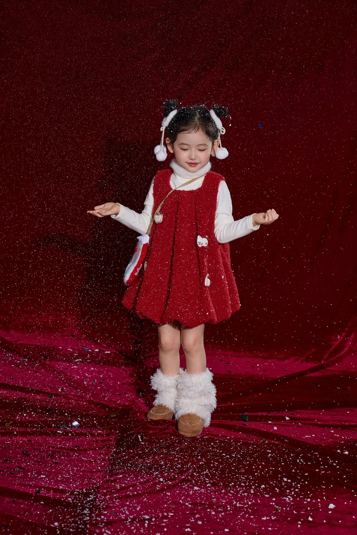 S【围炉浆果】儿童韩系氛围感毛毛汉服背心裙（年款）WZJ-26839