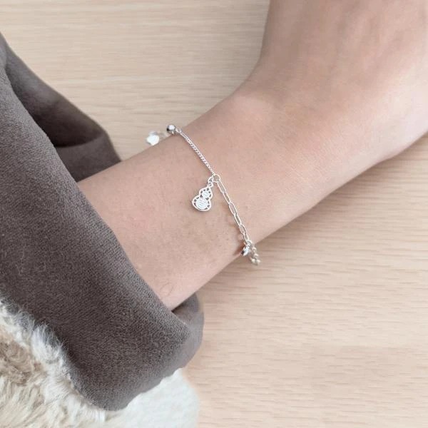 足银手链 29.足银999.9【冠坤银饰】吉祥镂空葫芦手链