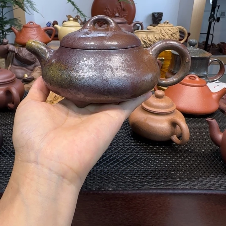 孤***鸦紫砂茶壶底槽清矮石瓢280cc