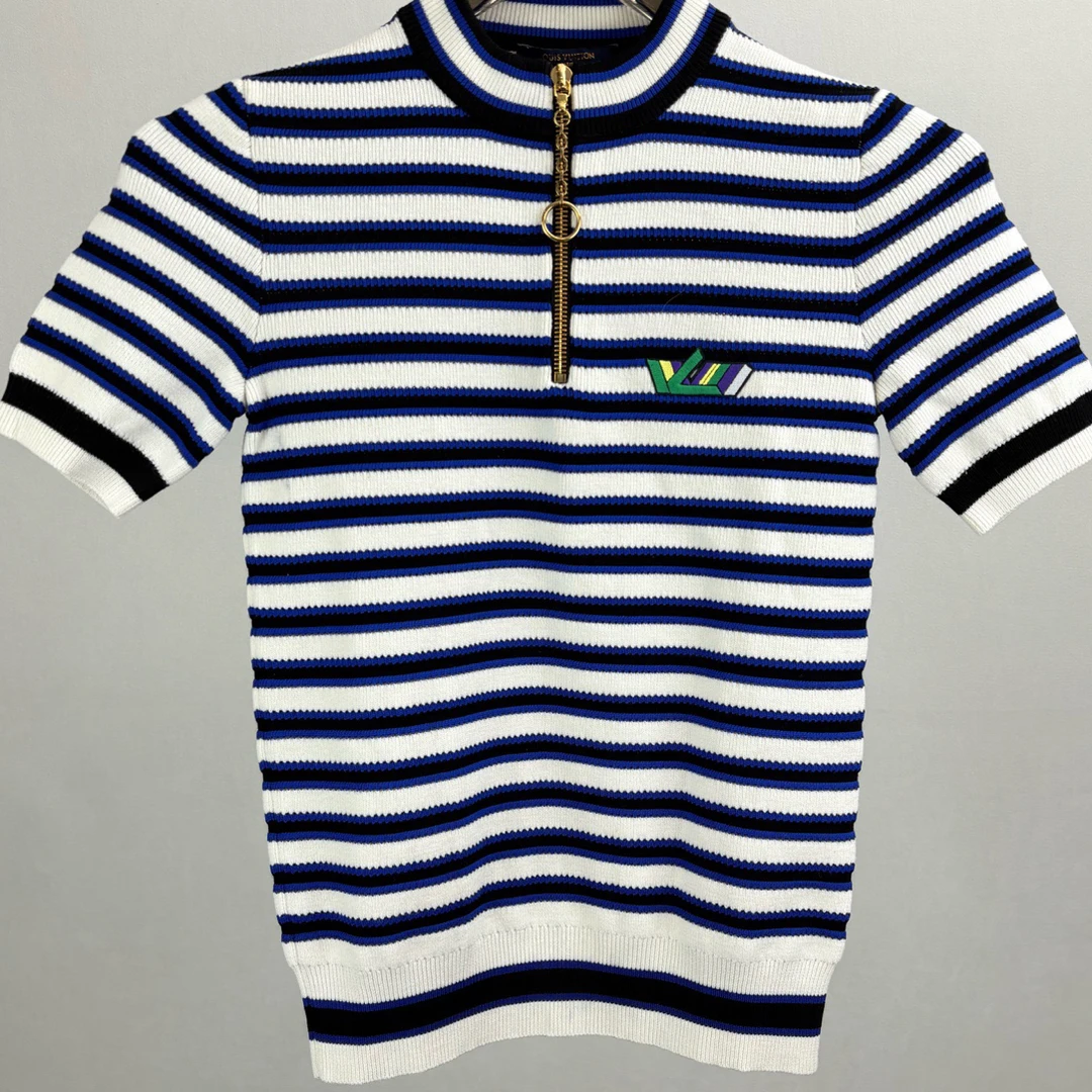 99新 LouisVuitton/路易威登 LV绵羊毛条纹针织短袖S码15615