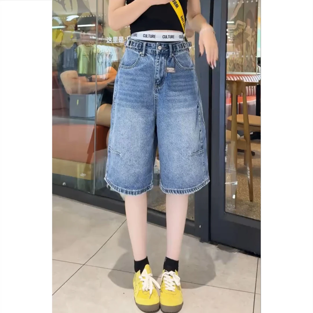 艾塔莉夏季薄款五分裤通勤中裤百搭透气牛仔裤韩版阔腿裤子直筒裤