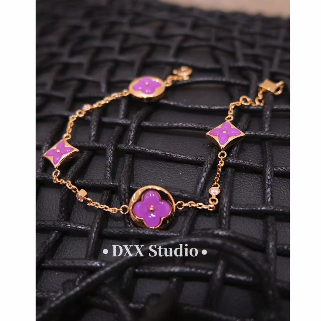 铜合金锆石手链 小众设计紫色系百搭手链47118