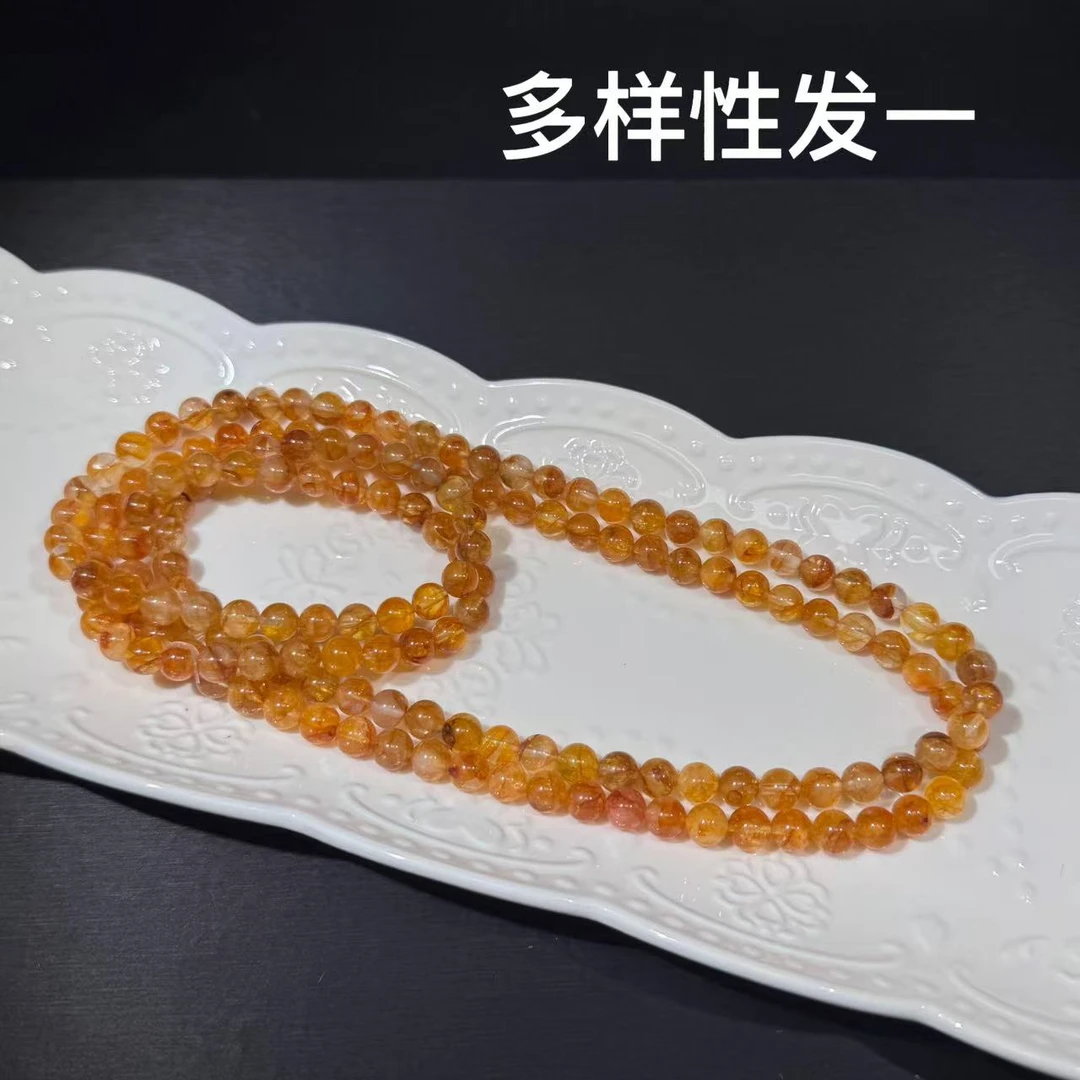 天然浓金色黄胶花多圈水晶手链手串多样性发一7mm-Y162