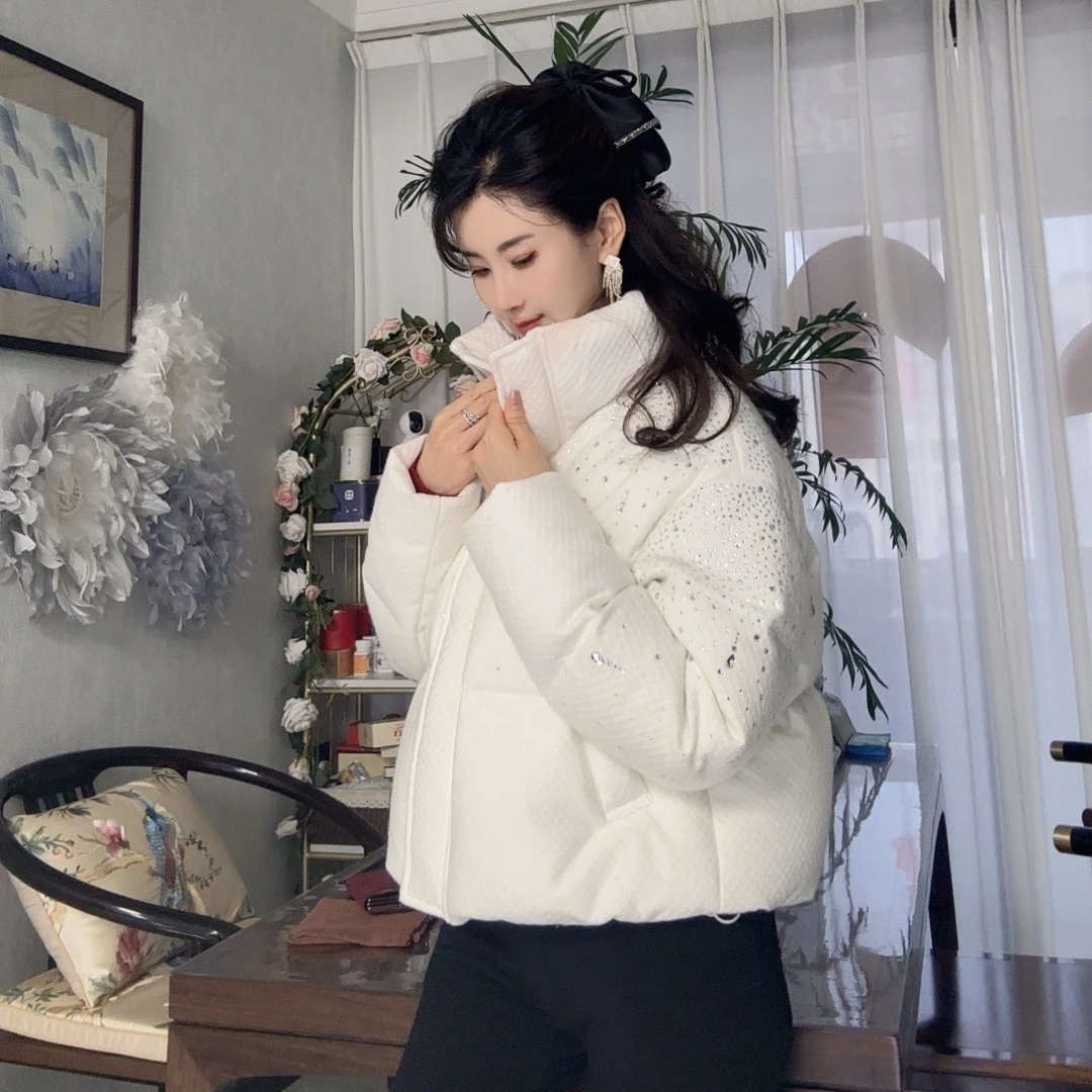 【澜墨儿】闪韵外套气质时尚女士秋冬冬季白色