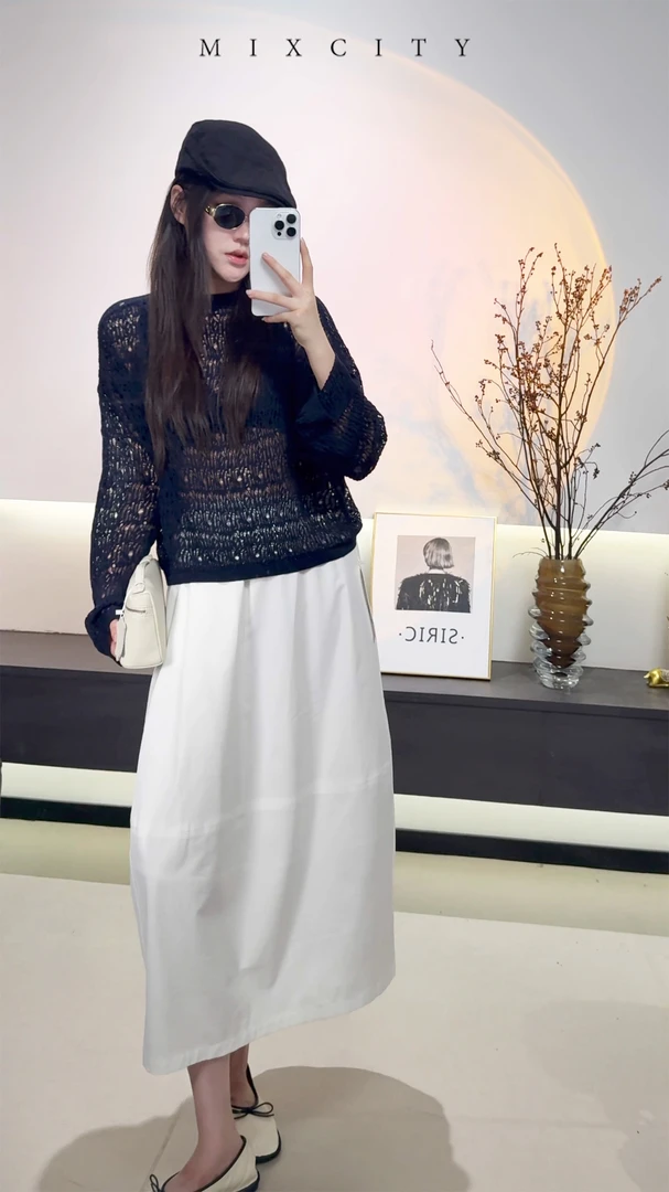 【亚楠本楠】透视衫◆超细美丽诺羊毛镂空透视针织衫8277