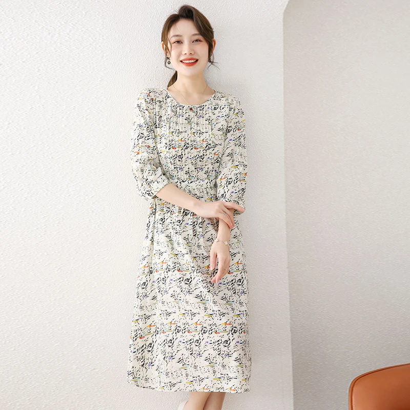 [敏洋纯]16姆米碎花桑蚕丝连衣裙23X521