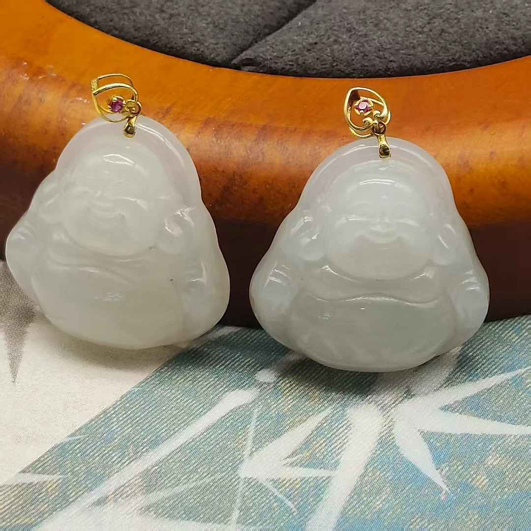 【老王好物优选】hst0516005-3-天然和田玉白玉佛公吊坠多样性发一