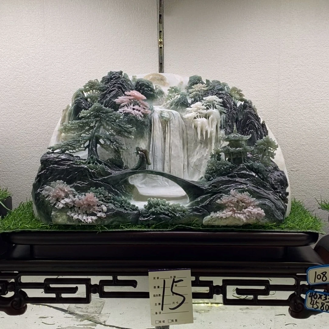 一***梅玉意境山水手工雕刻