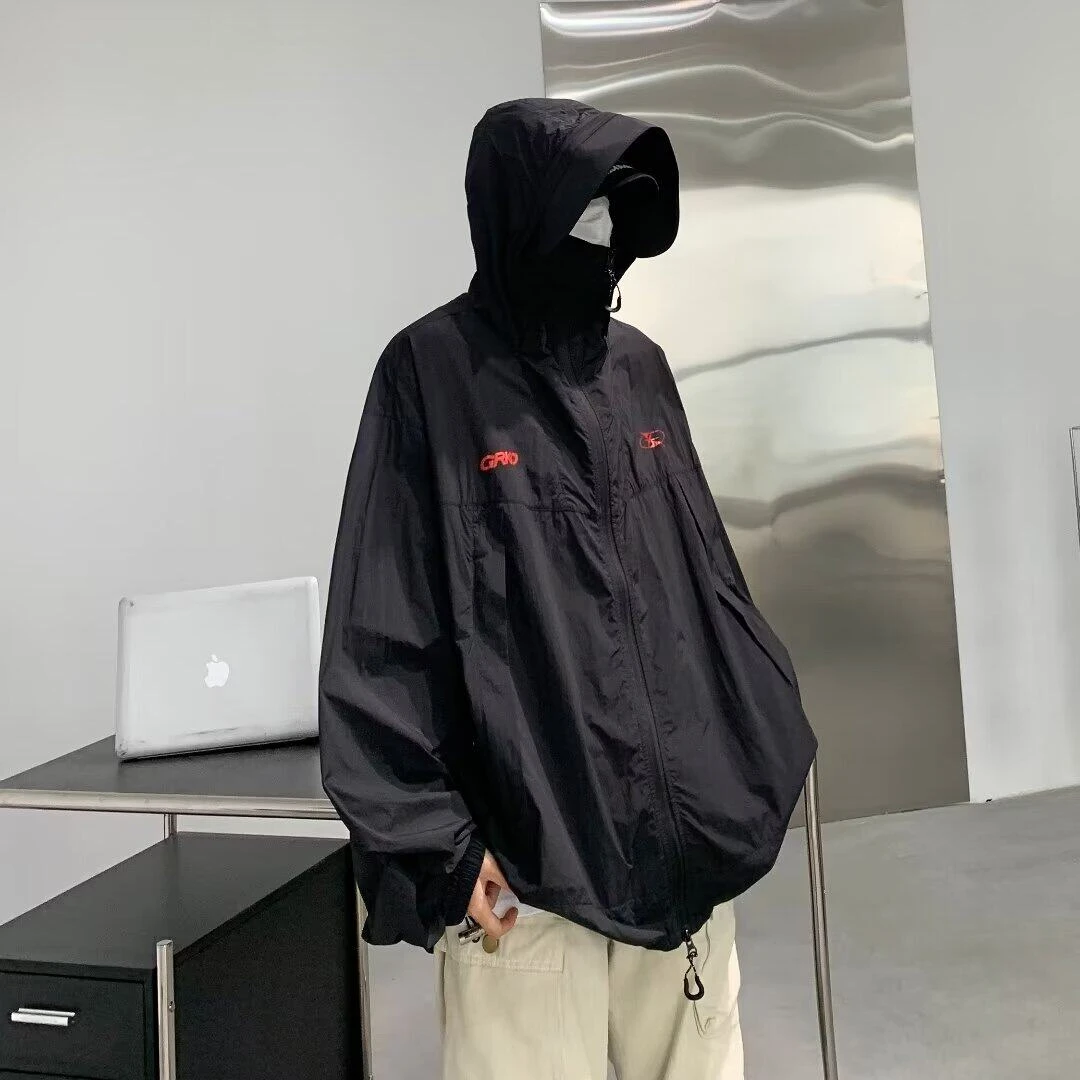 美式户外运动防晒衣男百搭连帽宽松透气潮牌薄款休闲外套