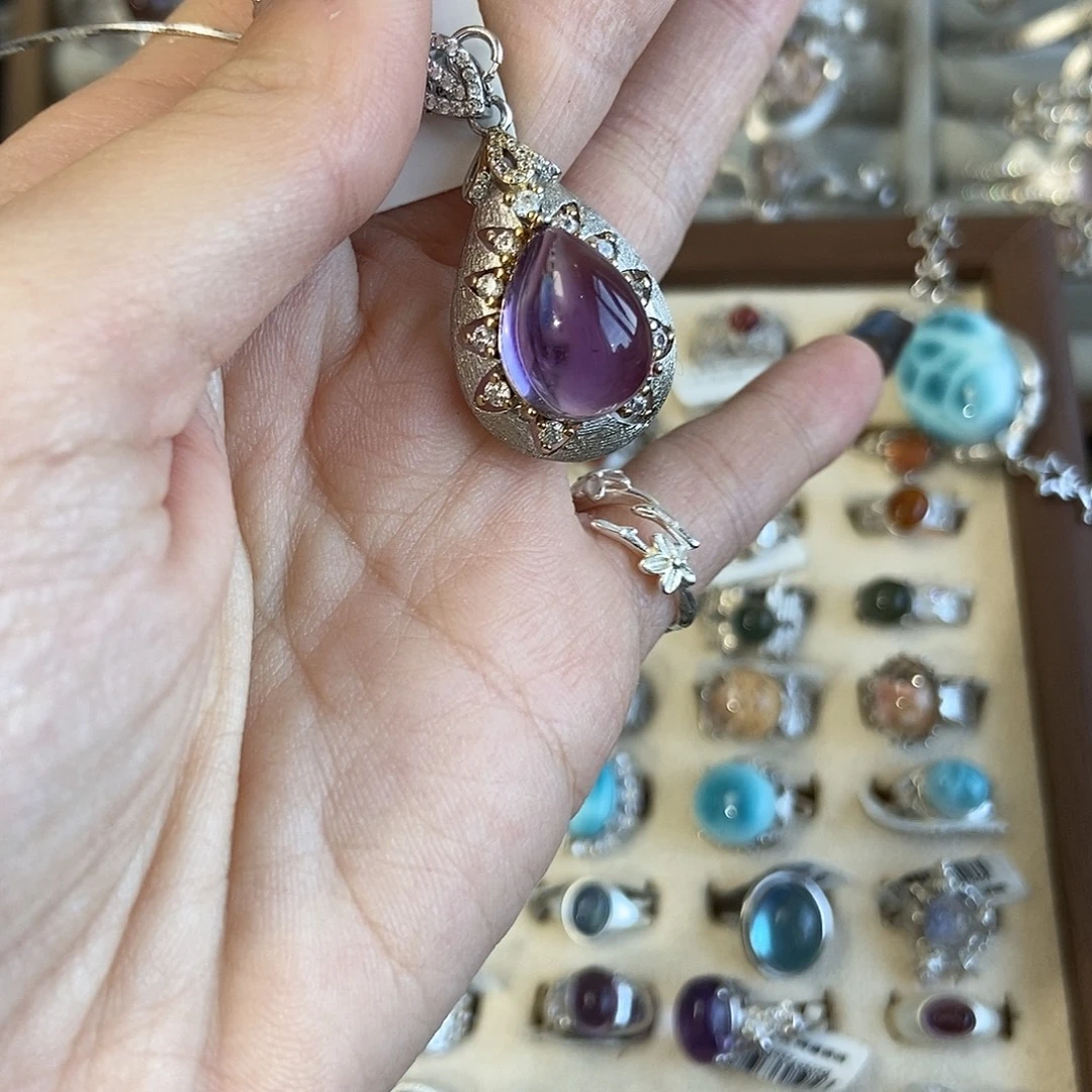 馒***.未镶嵌水晶戒指紫水吊坠 400