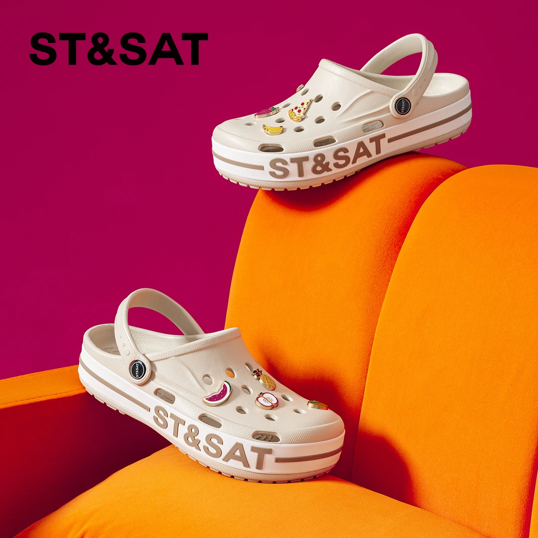 星期六洞洞鞋女废土风2025年爆款一脚蹬通勤包头拖鞋防滑不累脚鞋