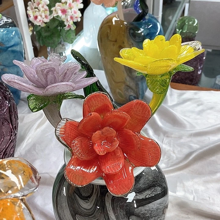 琉璃高度45厘米套四牡丹三色