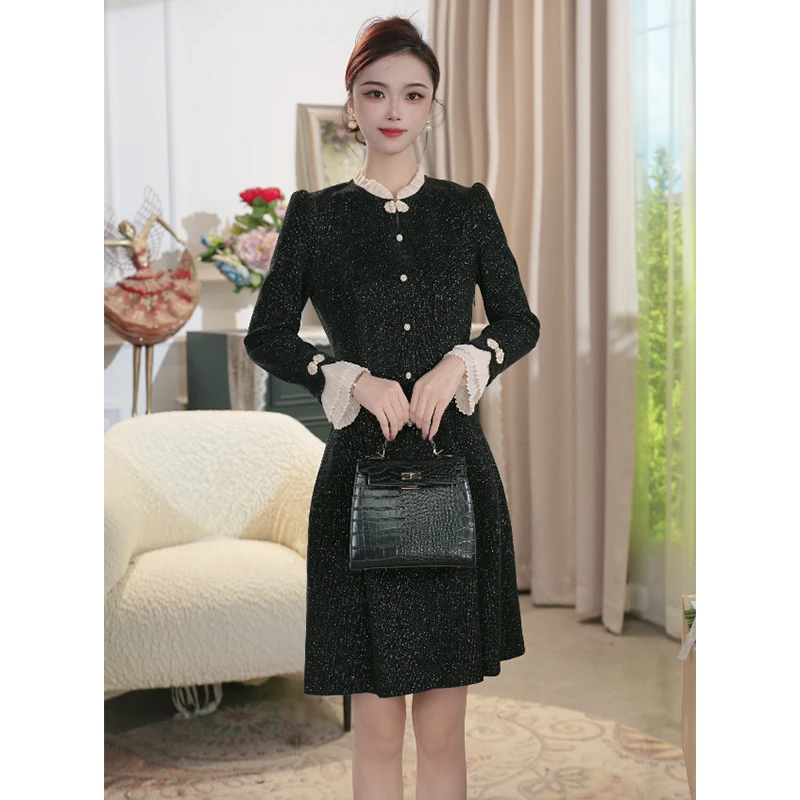 闲小夕 高档轻奢爆款连衣裙女2025新款秋季洋气时髦显瘦优雅裙子