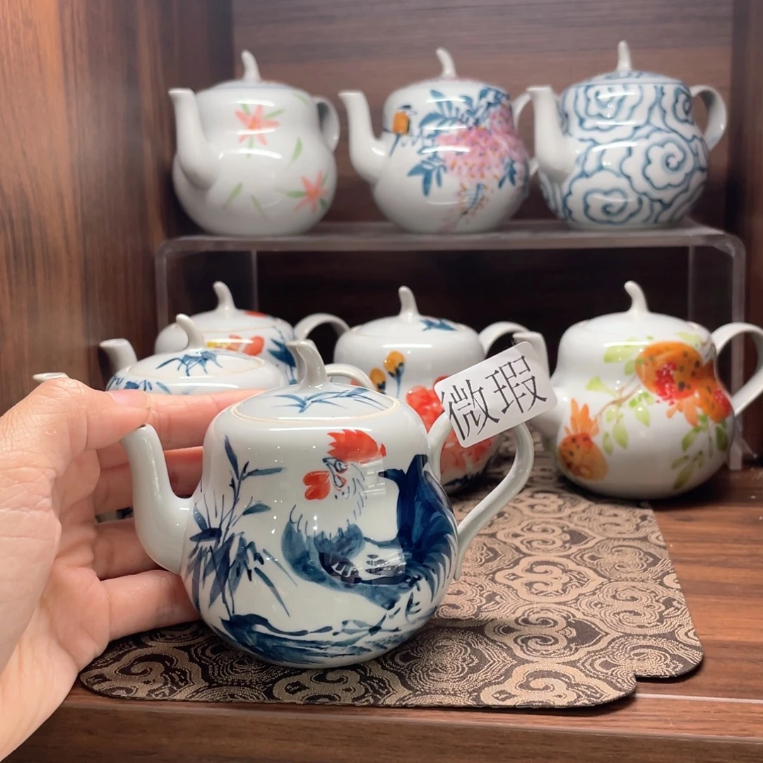 釉下手绘茶具微瑕