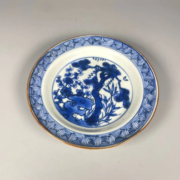 022041405明晚期青花松竹梅岁寒三友图盘xg云南省文物总店