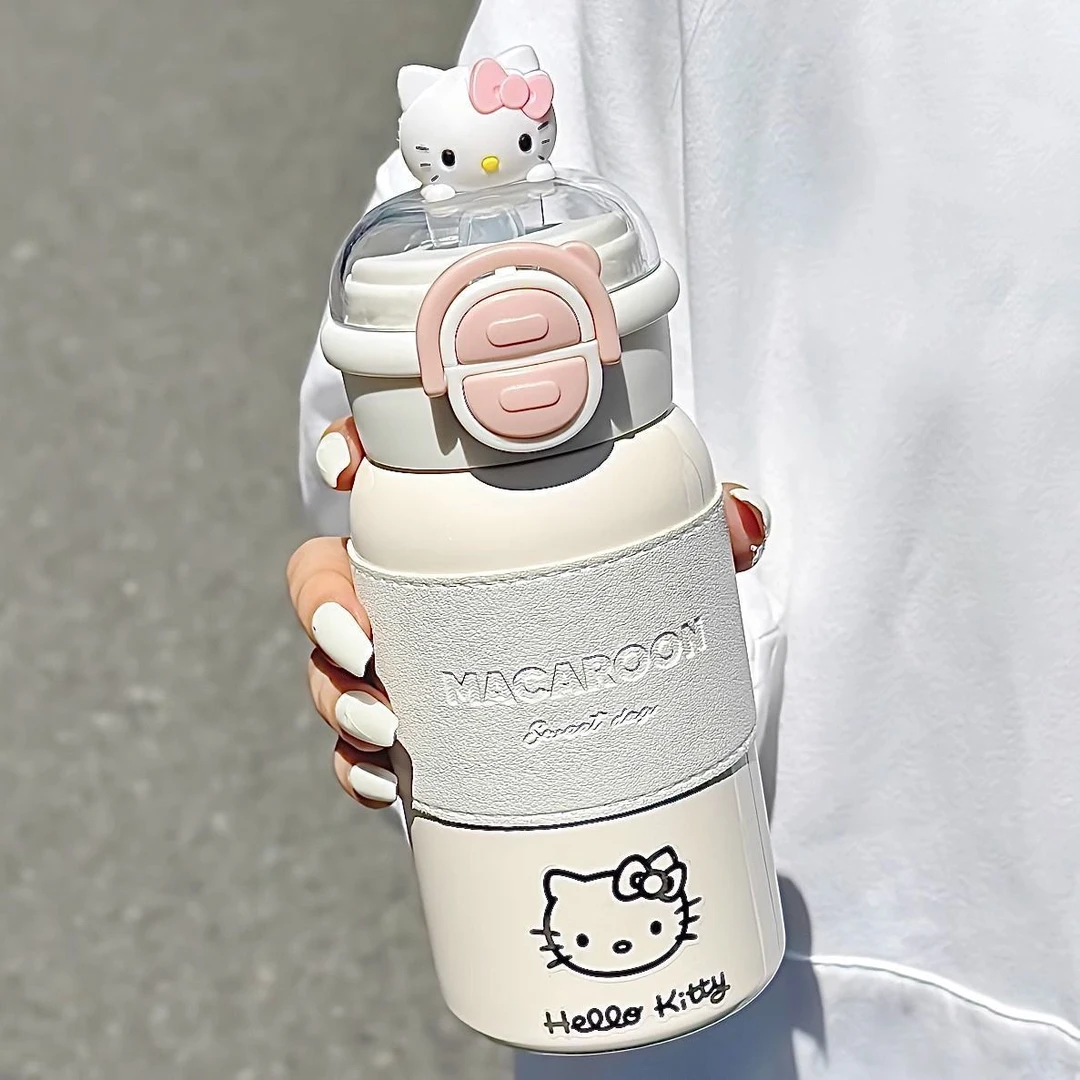 Hello Kitty可爱水杯学生高颜值吸管保温杯316不锈钢新款便携杯子