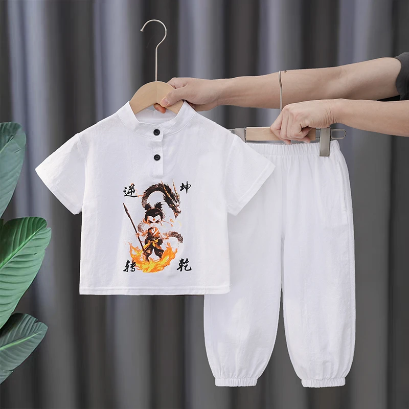男童汉服夏装套装短袖薄款儿童纯棉唐装中式国风夏季儿童潮牌裤子