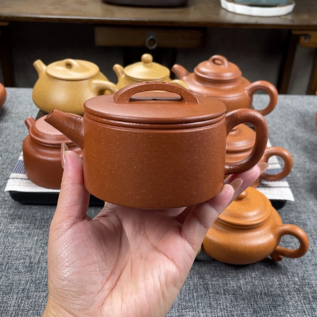 紫砂茶壶红降坡汉瓦全手30目200